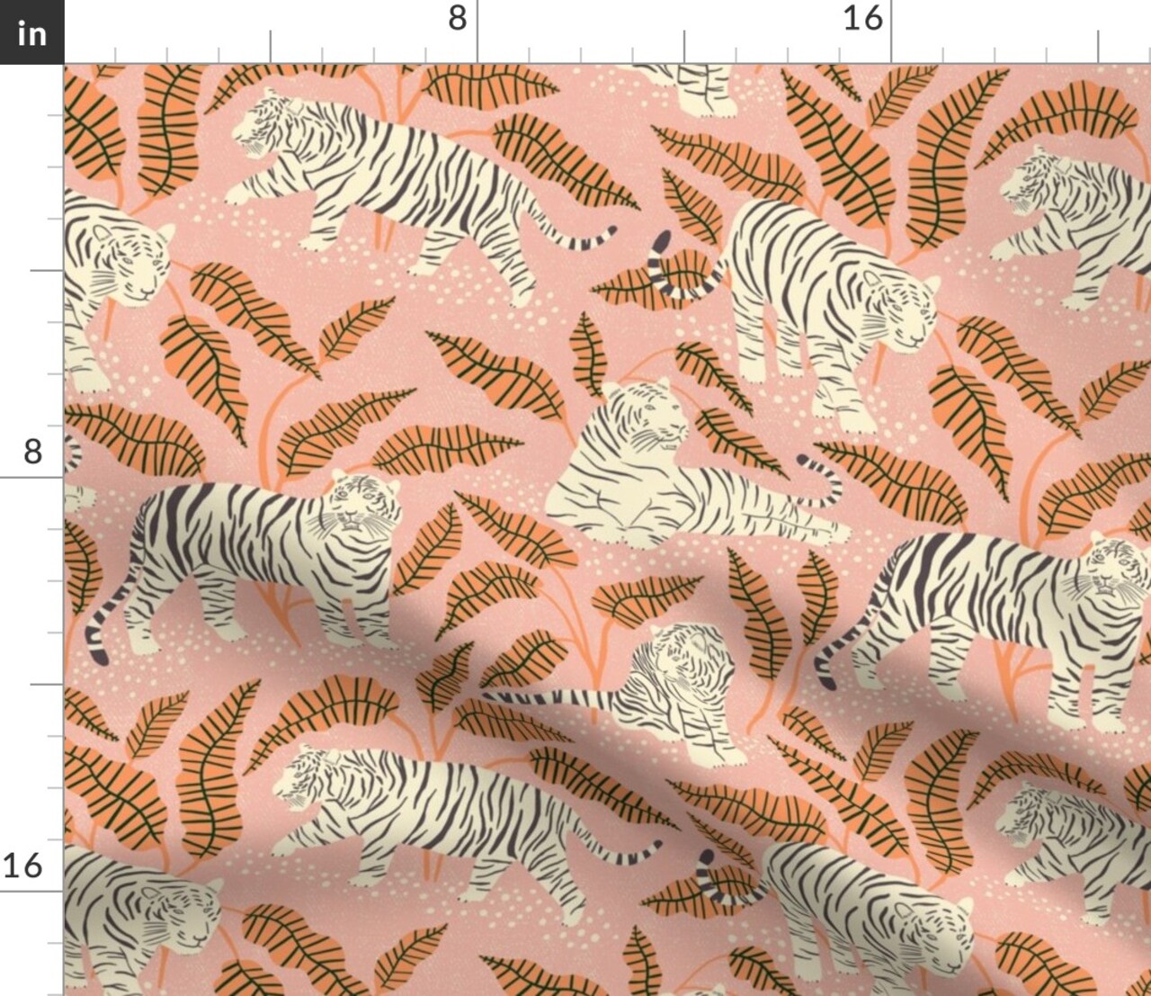 Maximalist Tiger Animal Print Whimsical Glam Jungle Cat Big Cat Zoo Jungle Pink Palm Banana Leaf Custom Printed Fabric by Spoonflower Various Fabrics by the Yard or Fat Quarter 12590421